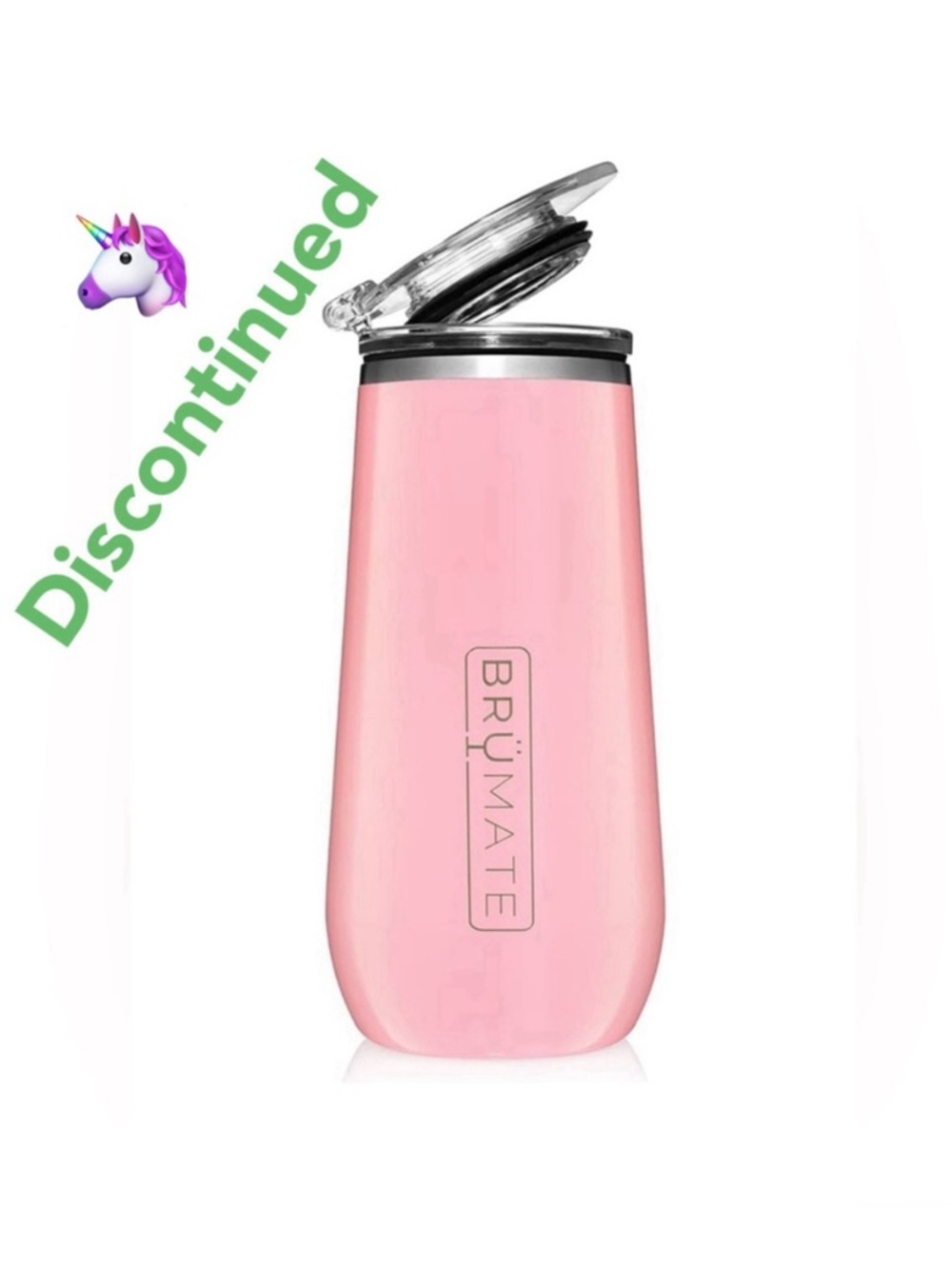 NEW! BRUMATE Blush Pink Champagne Flute w/ Flip-Up Sip Through Lid, NWT!